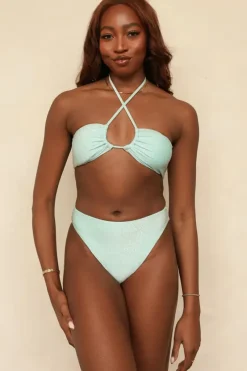Best Bleached Aqua Bandeau Cheeky Set Bandeau|Sets