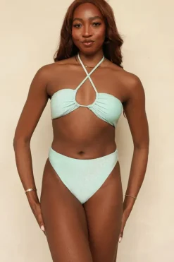 Best Bleached Aqua Bandeau Cheeky Set Bandeau|Sets
