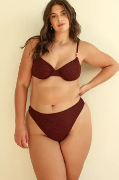 Online Mocha Crinkle Underwire Cheeky Set Underwire|Sets
