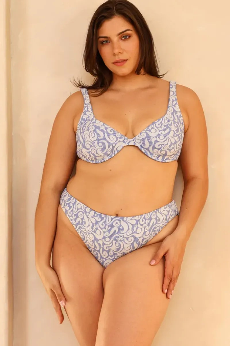 Outlet Twin Fin Blue Underwire Cheeky Set Underwire|Sets